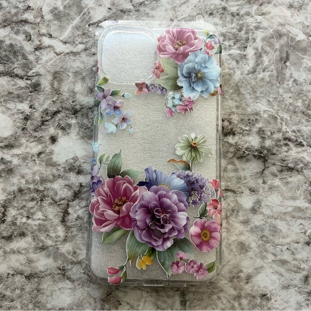 Phone case iPhone 14 max pink flower clear NEW with tags gift
